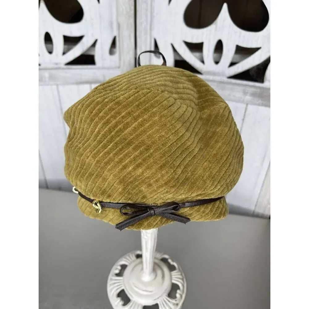 Vintage Mr. John Women's Classic Fabric Pillbox Style Hat Brown Green